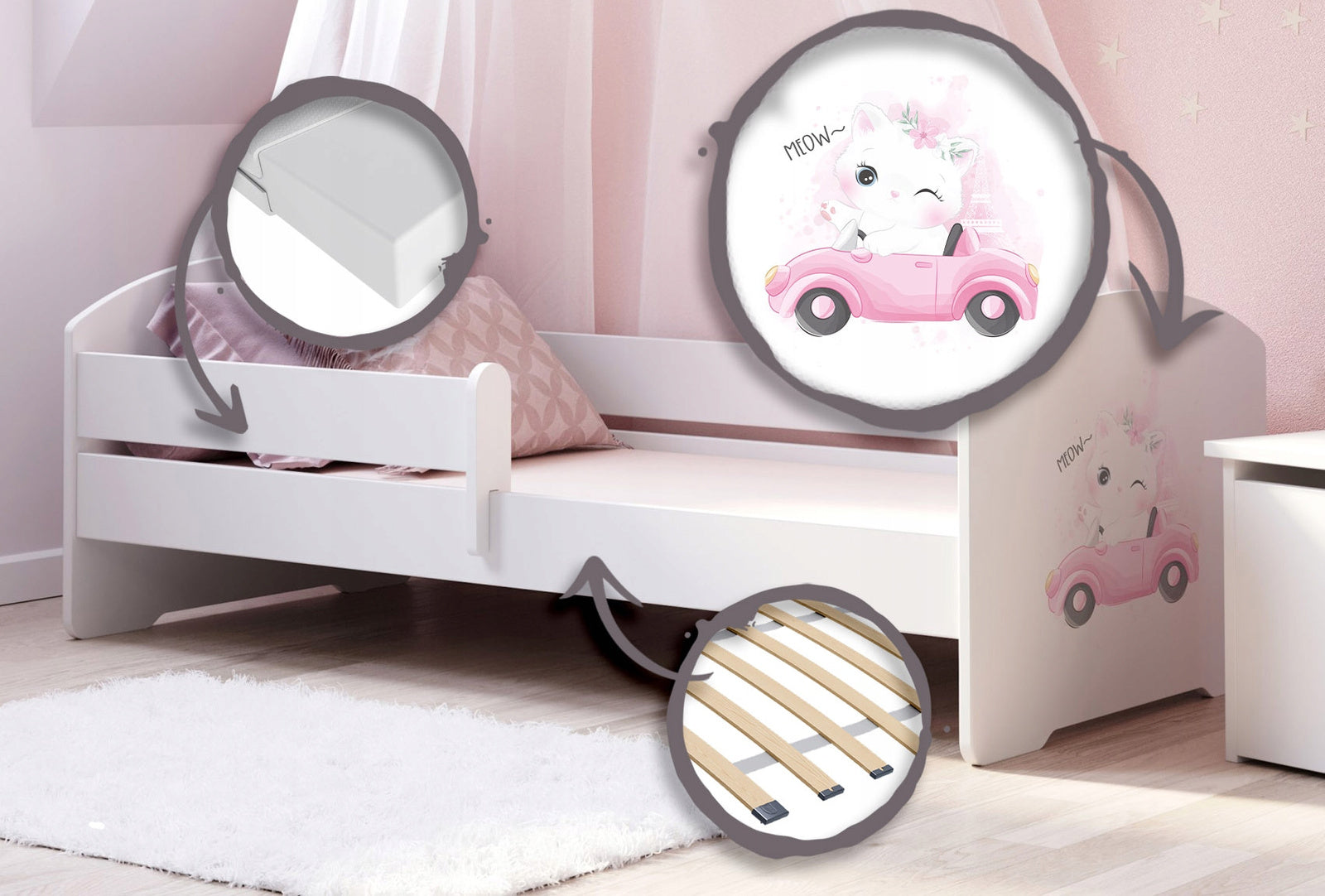 LUK children's bed 160x80 with railings - KOT