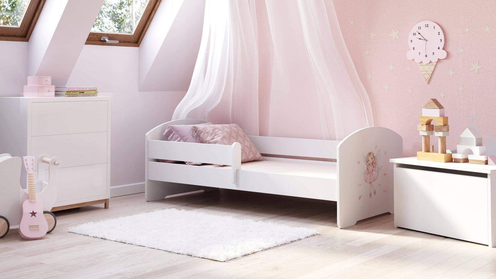 LUK children's bed 160x80 with railing - Girl with wings
