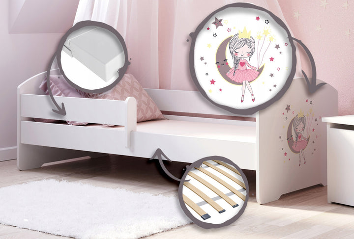 LUK children's bed 160x80 with railings - Sleeping princess