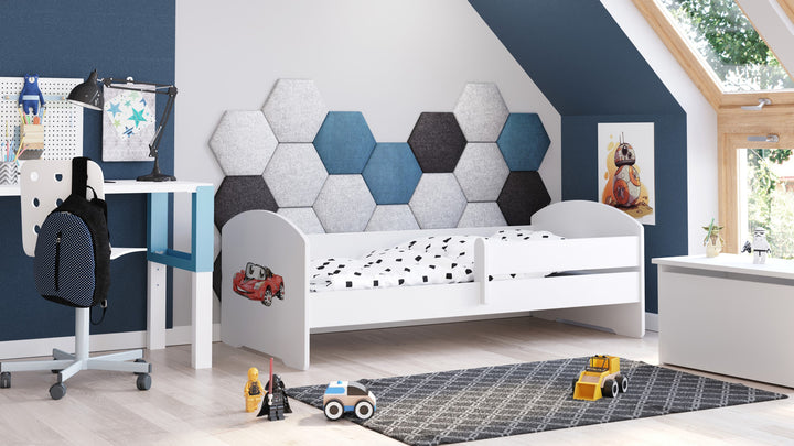 Children's bed Luk 160x80 with railing - Racing car