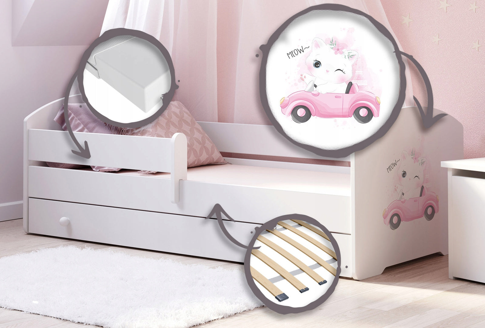 Children's bed Luk 160x80 with drawer - Cat