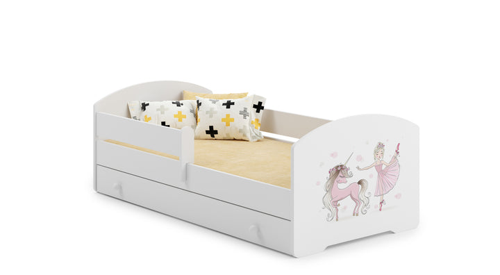 Kinderbett Luk 160x80 mit Schublade - Mädchen mit Einhorn