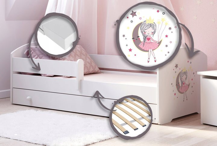 Kinderbett 160x80 mit Schublade - Schlafende Prinzessin