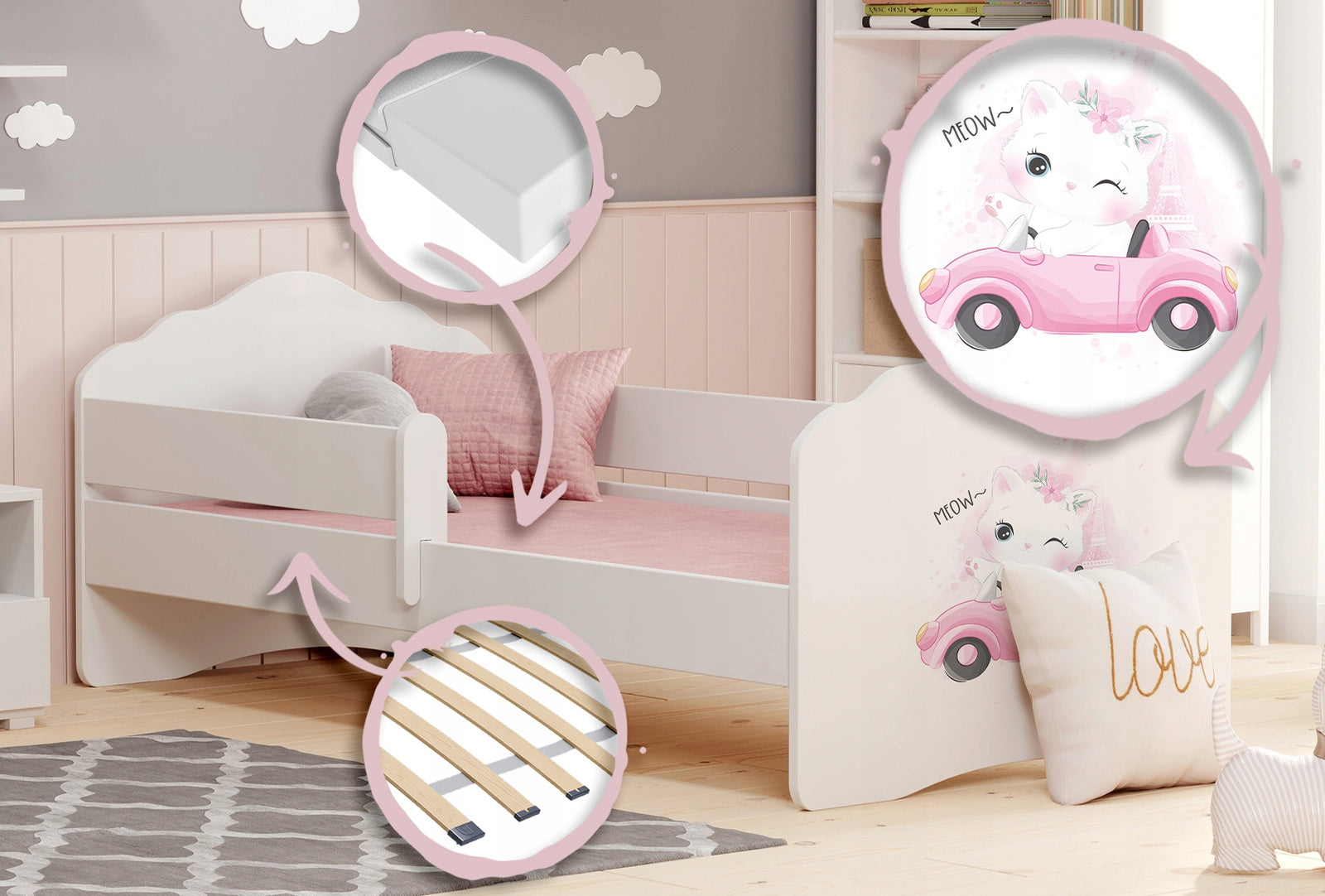 FALA children's bed 140x70 with railing - Cat