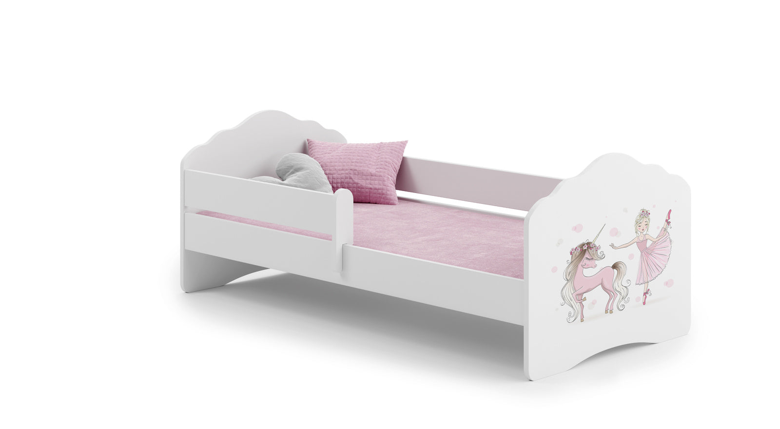 FALA children's bed 160x80 with railing - Girl with unicorn