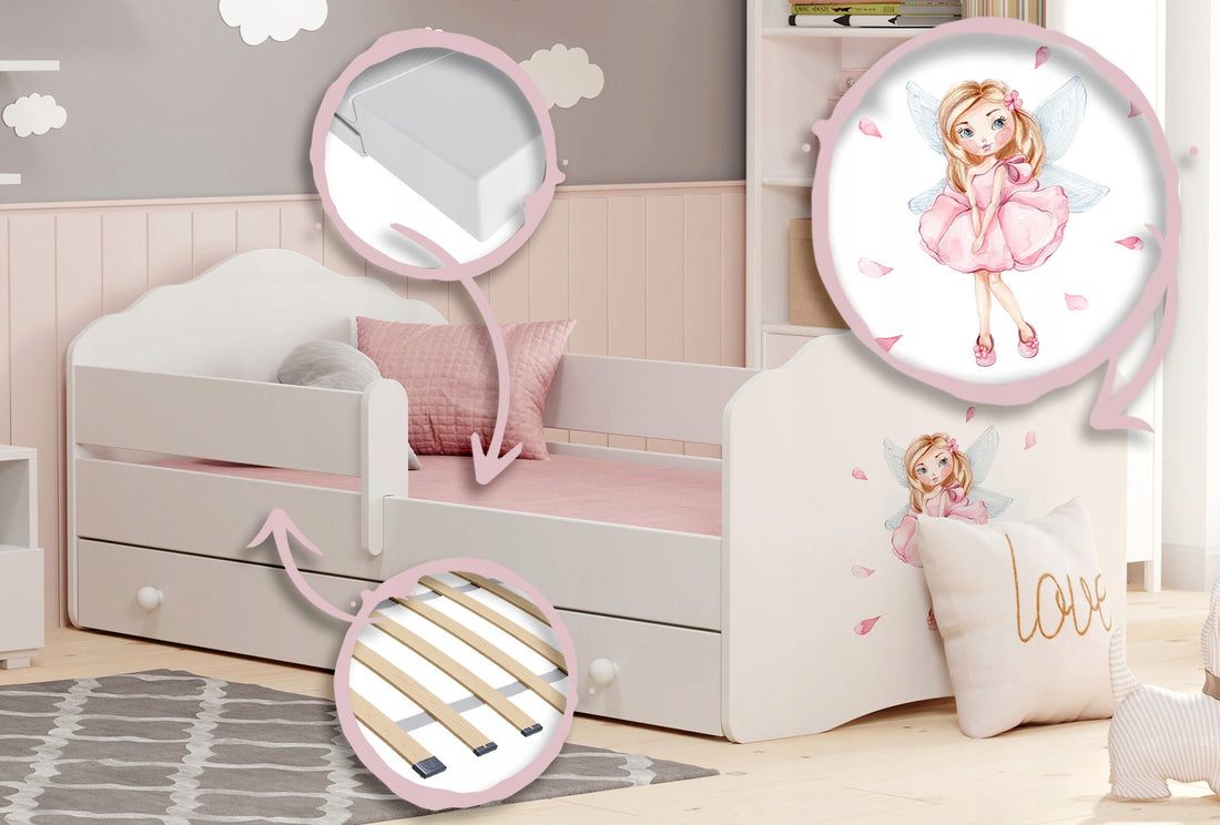 FALA children's bed 160x80 drawer - Girl with wings