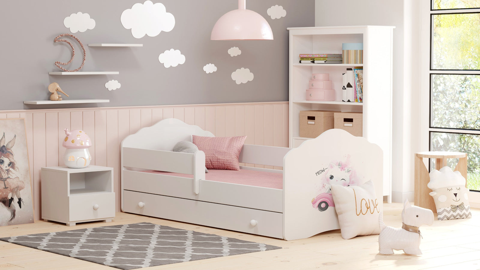 Wave children's bed 140x70 with drawer - Cat