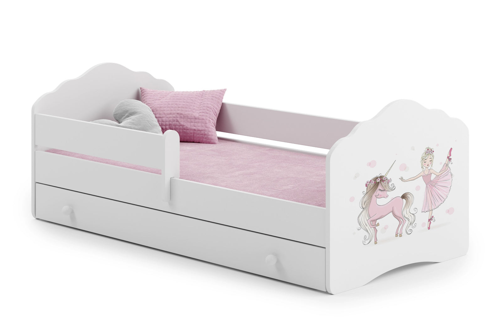 FALA children's bed 140x70 drawer - Girl with unicorn