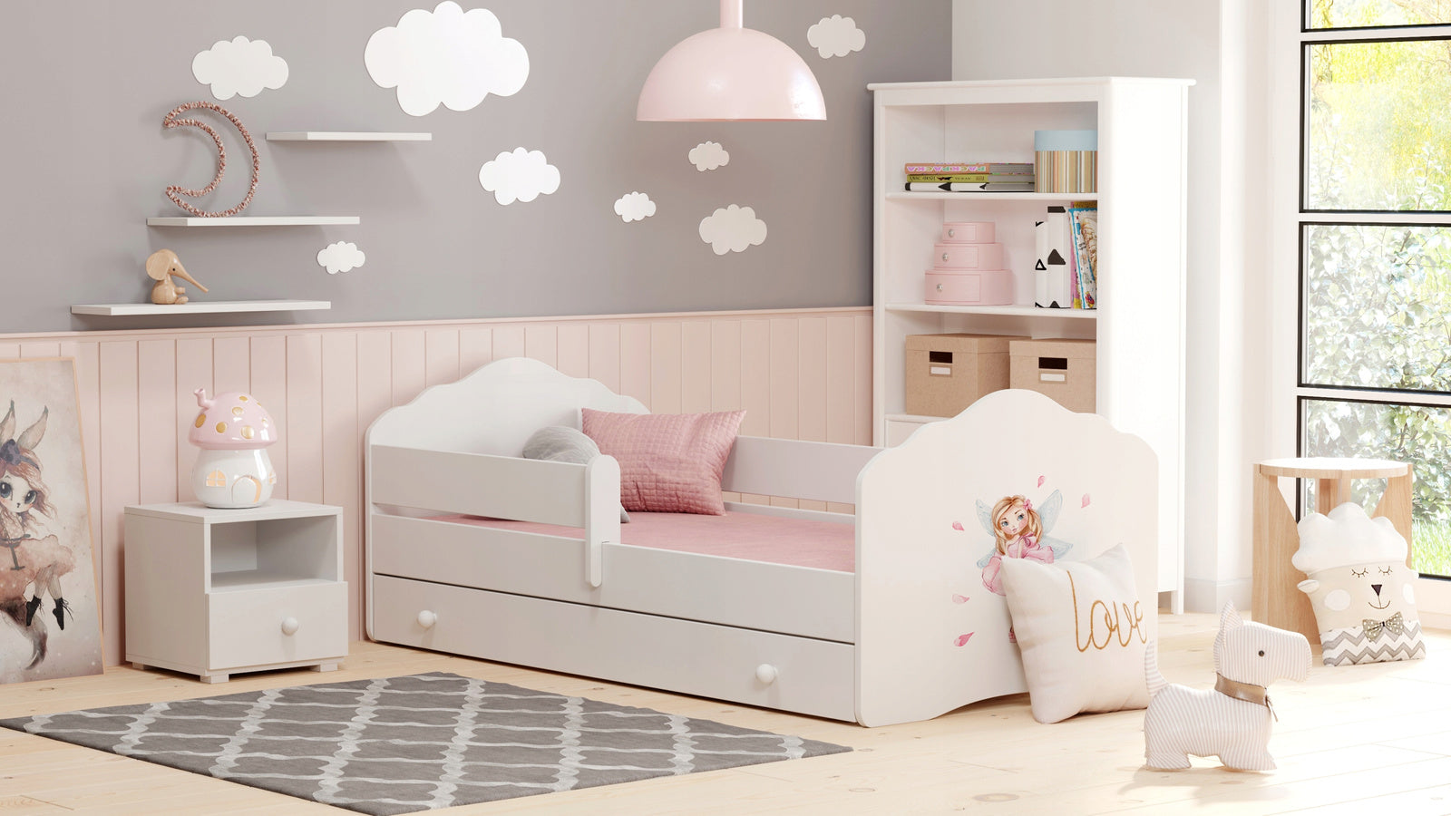 FALA children's bed 140x70 drawer - Girl with wings