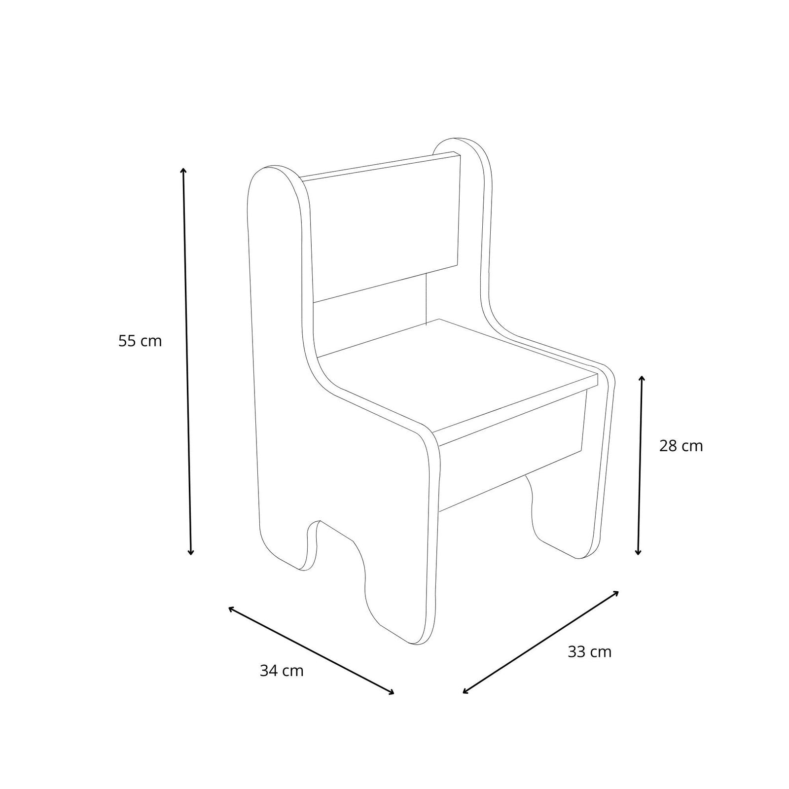Set of children's table and two children's chairs - white