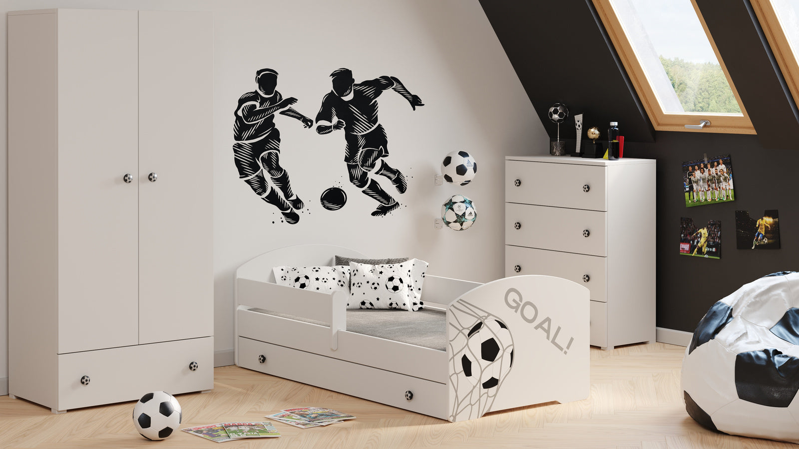 Emily white chest of drawers - football handles