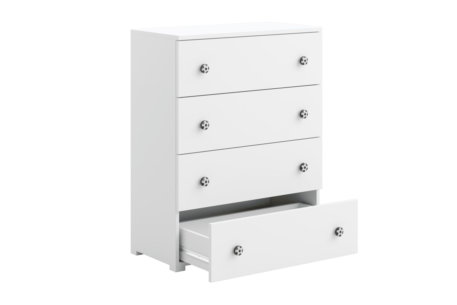 Emily white chest of drawers - football handles