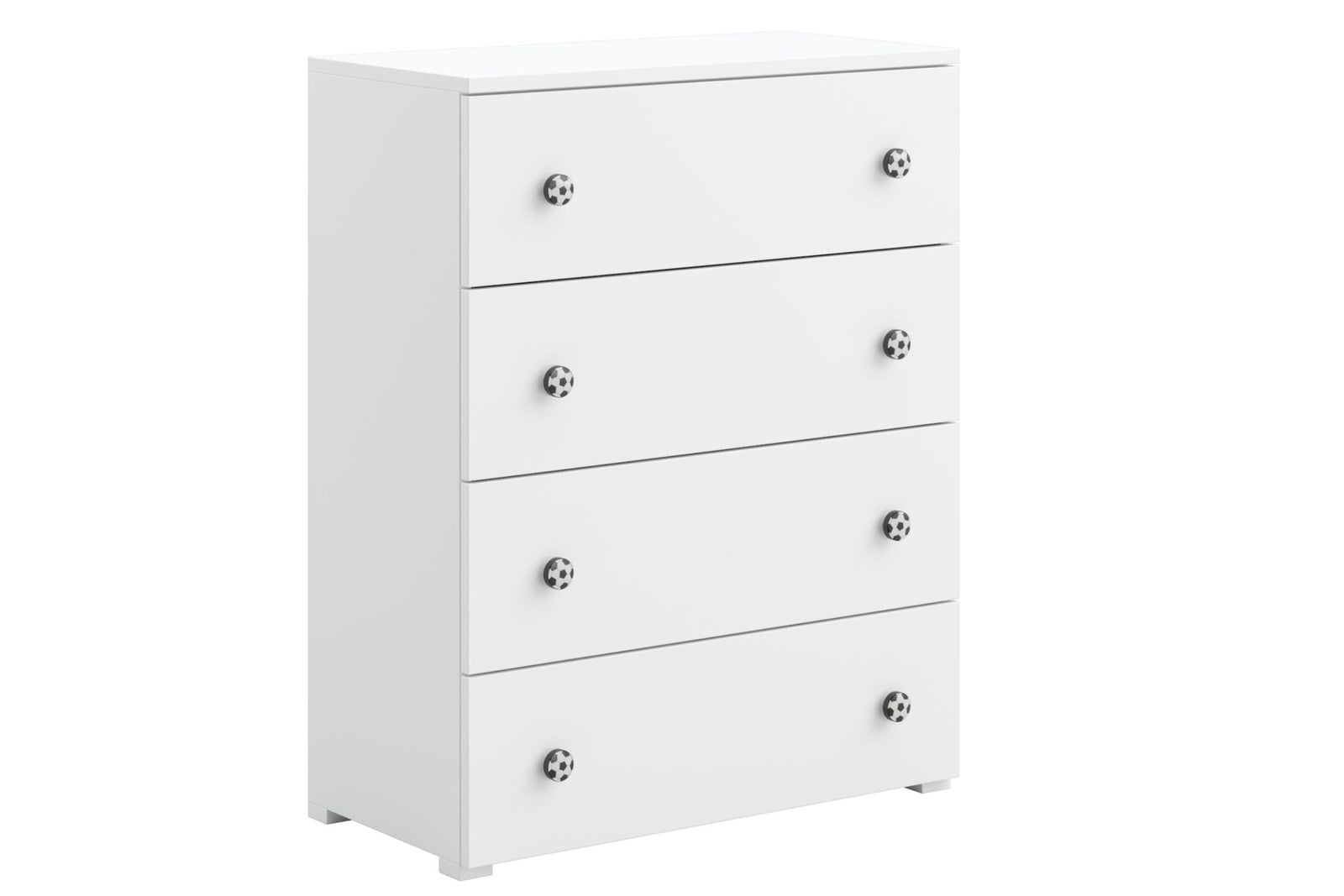 Emily white chest of drawers - football handles