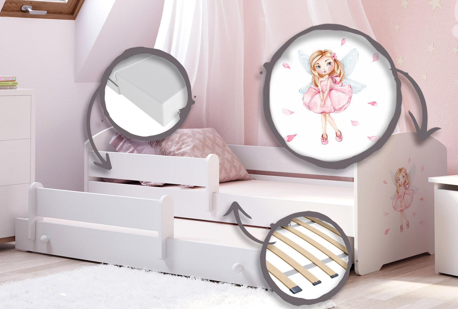 Double bed Luk 160x80 - Girl with wings