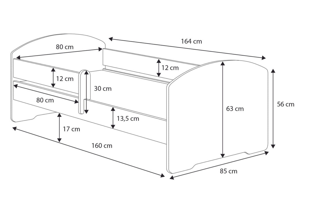 Doppelbett Luk 160x80 - Blauer Teddybär