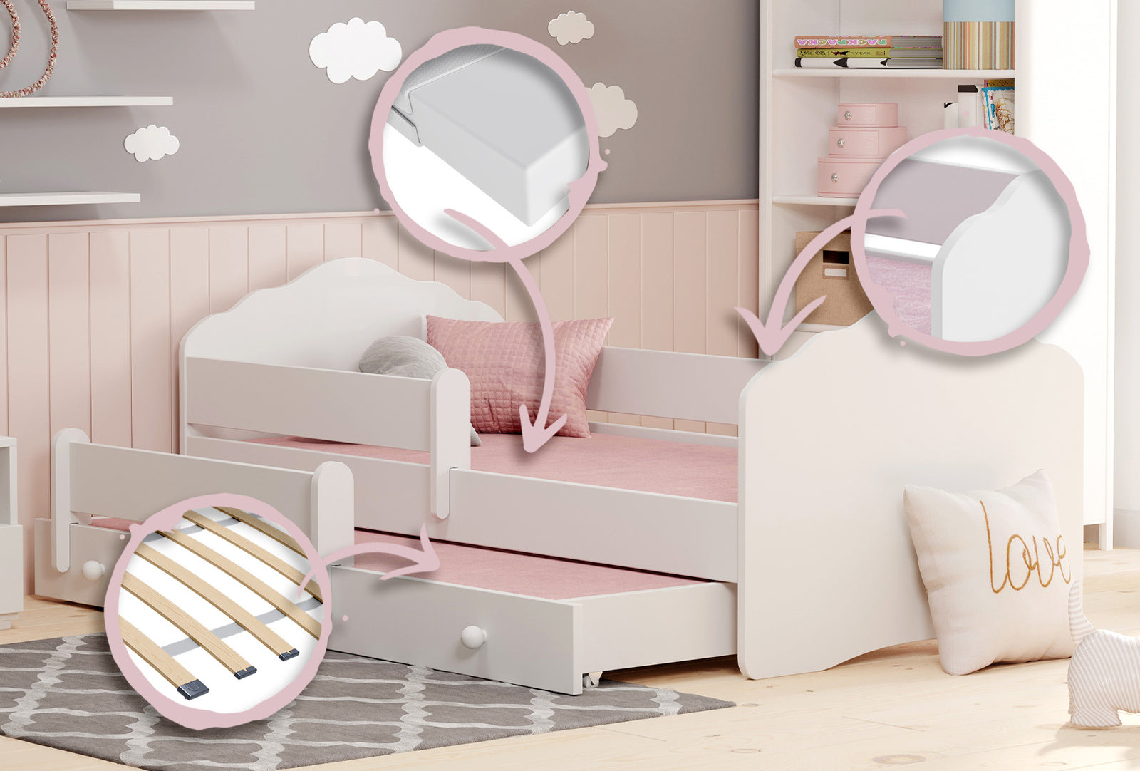 Double bed Wave 160x80 white