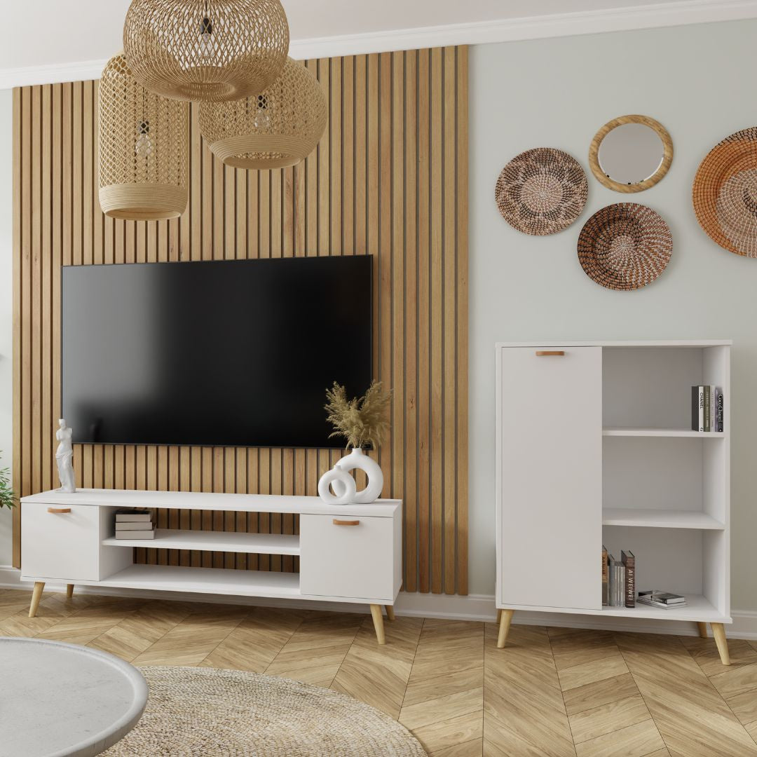 RTV Focus cabinet white 135 cm - Scandinavian