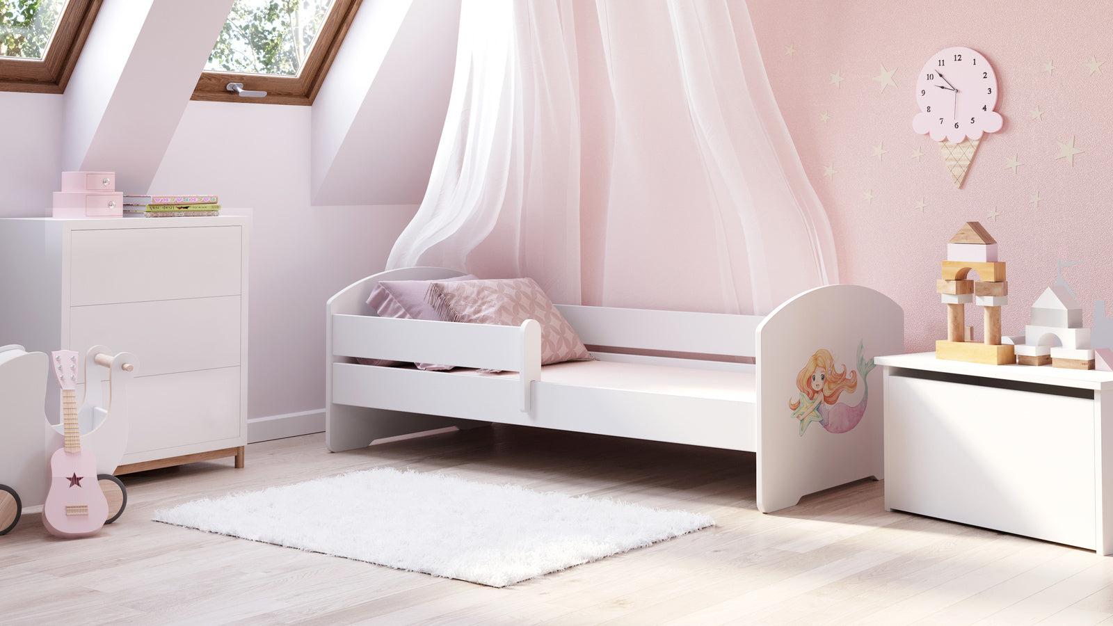 Children's bed LUK 160x80 with railings - Mermaid