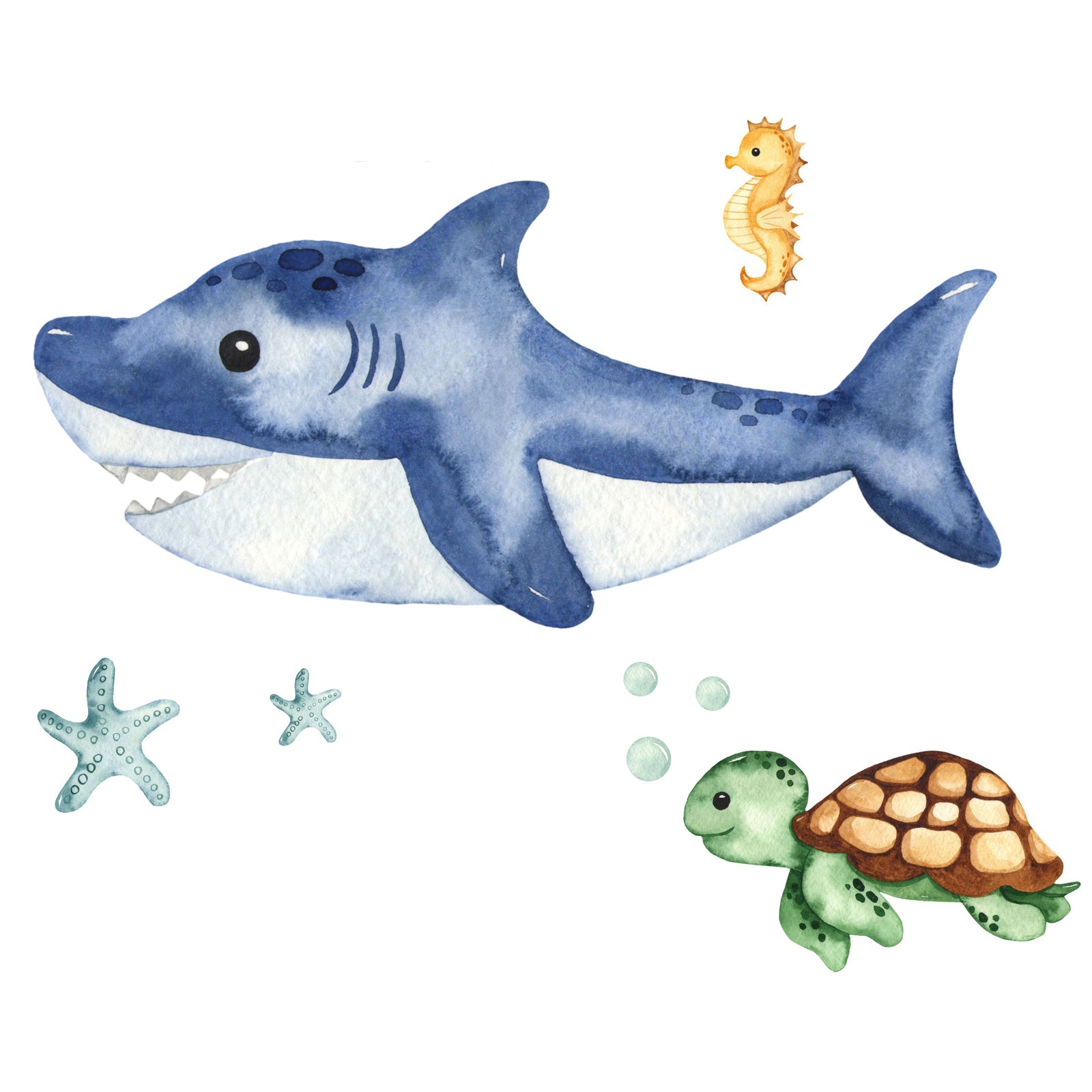 Luk single bed 140x70 with artwork - Shark