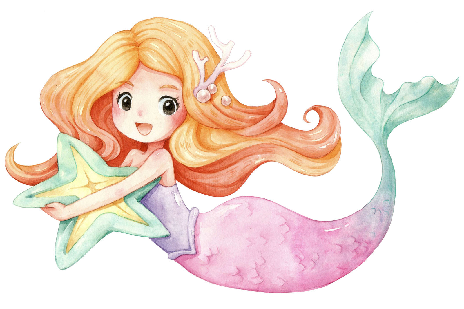 Luk single bed 140x70 with artwork - Mermaid