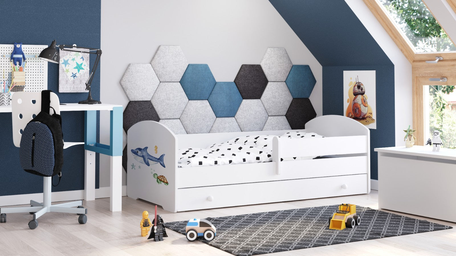 Children's bed LUK 140x70 with drawer - Shark