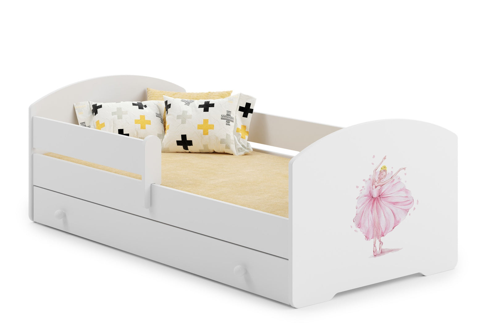 Children's bed Luk 140x70 with drawer - Princess in a crown