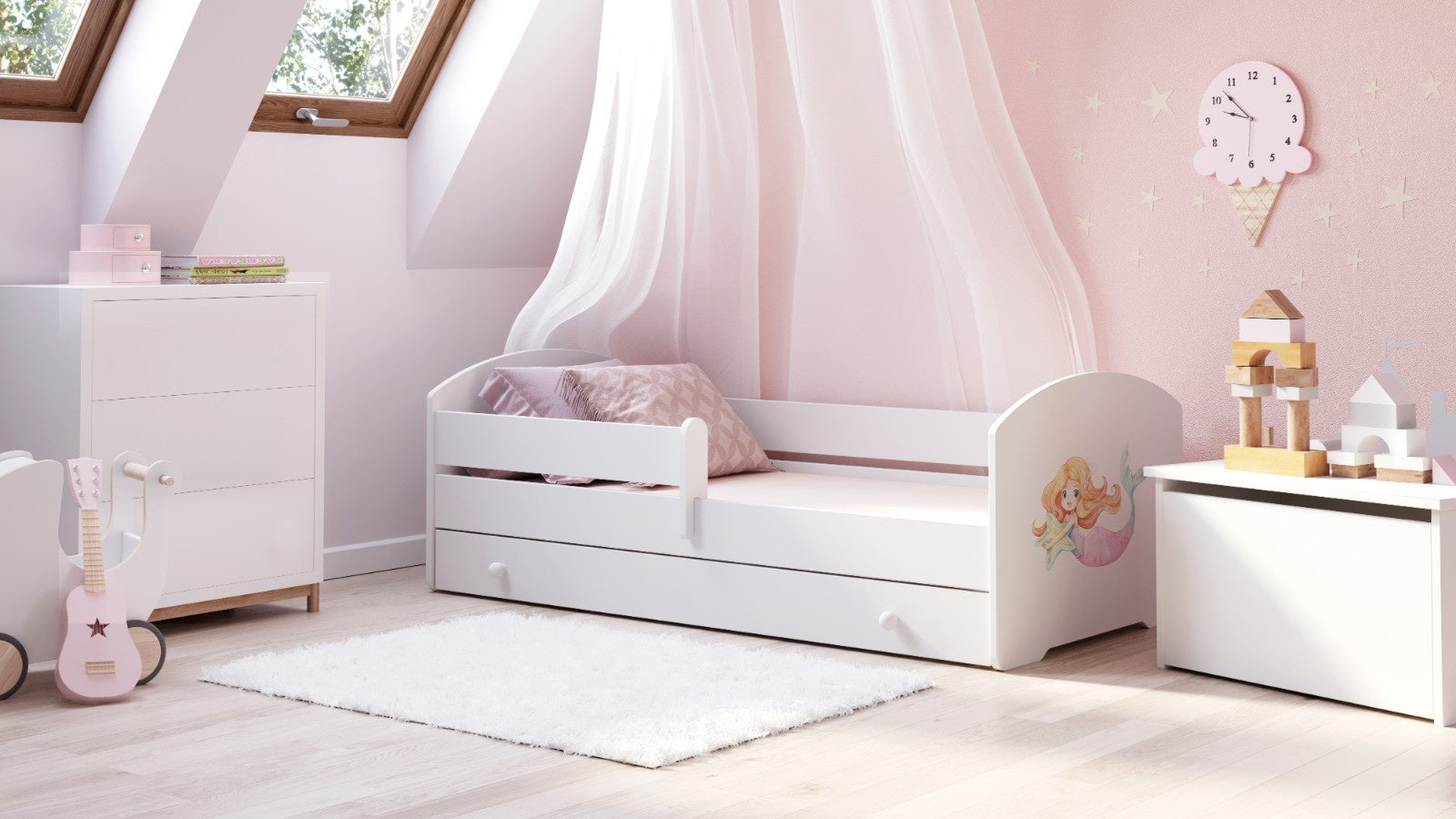 Children's bed LUK 140x70 with drawer - Mermaid