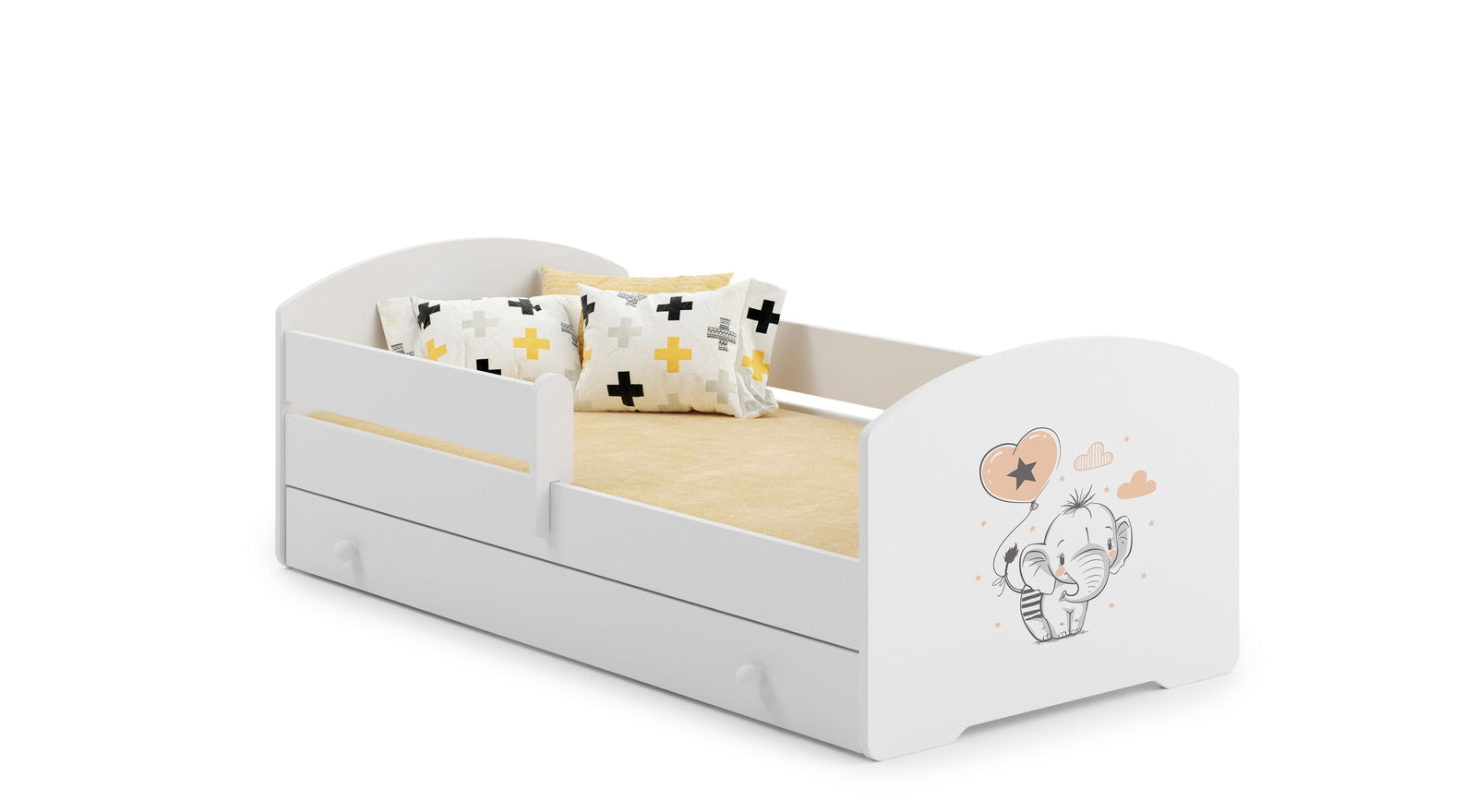LUK children's bed 140x70 with drawer - Baby elephant