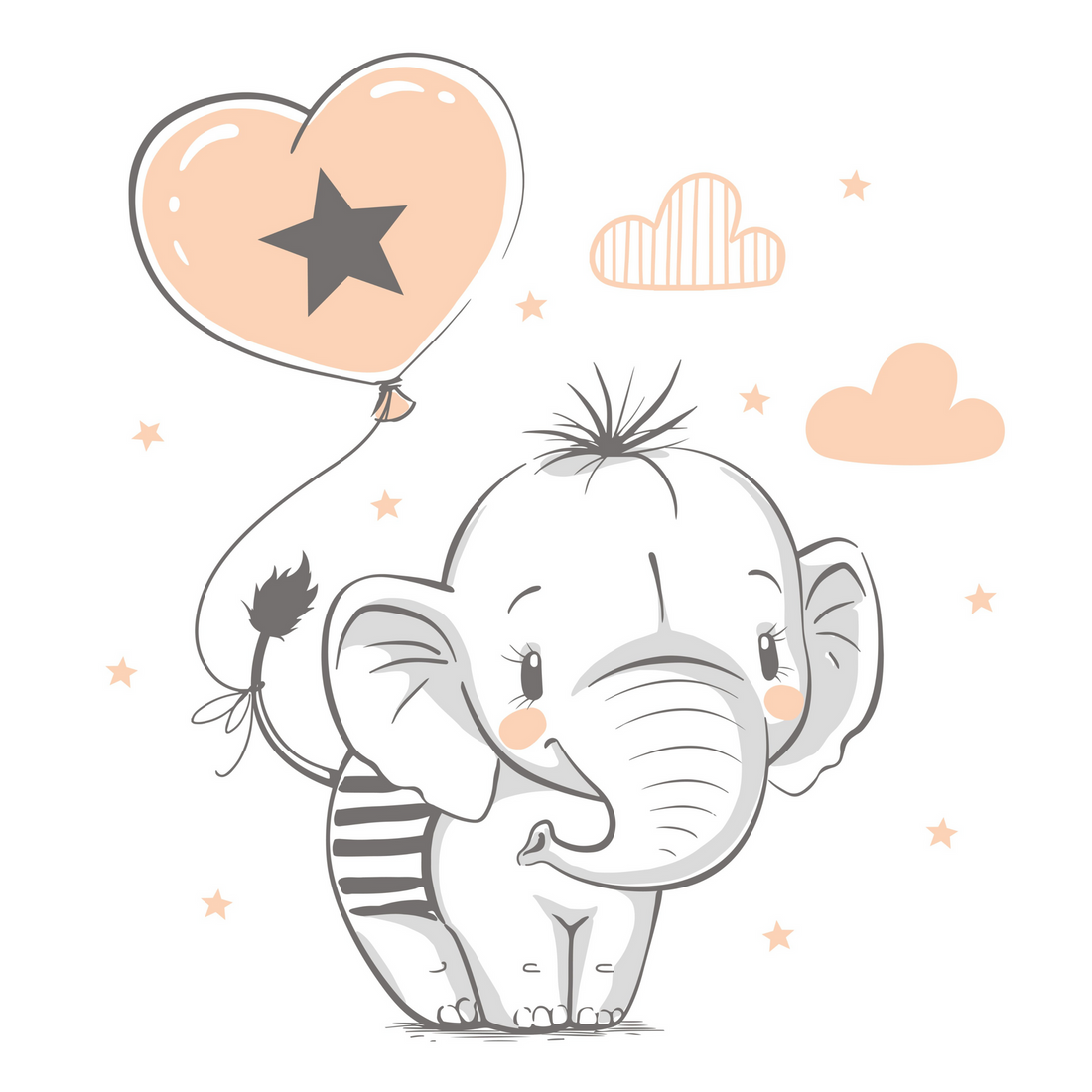 LUK Kinderbett 140x70 mit Schublade - Baby Elefant