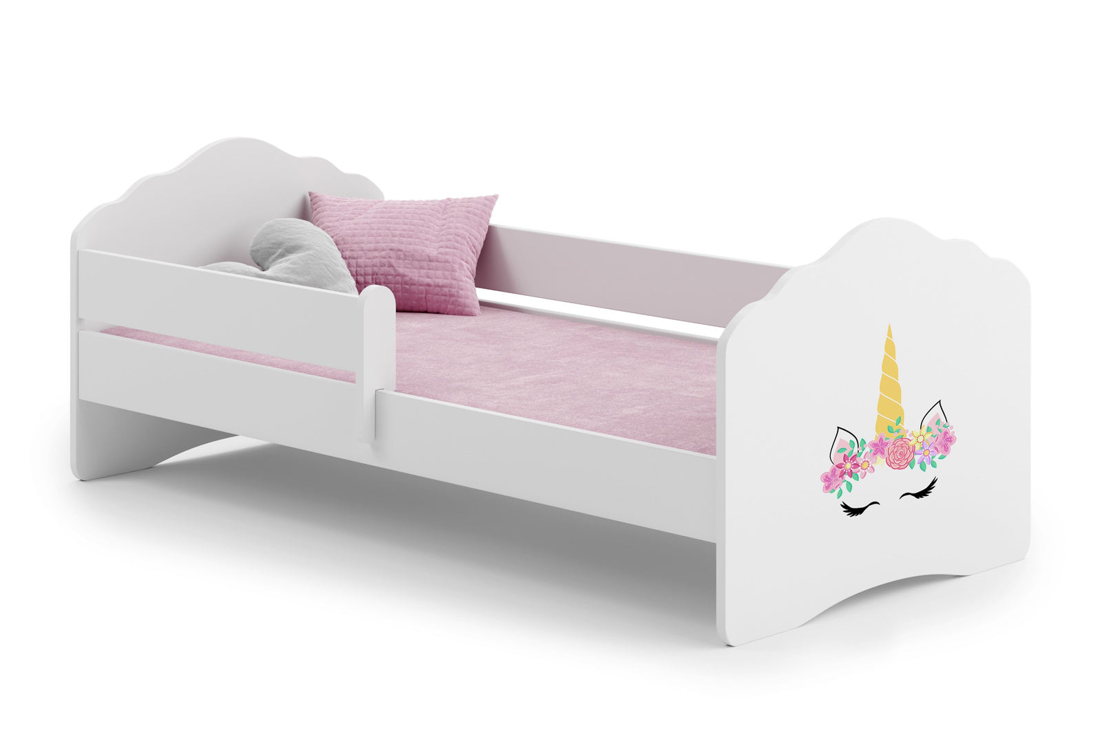 Wave single bed 140x70 with railing - Unicorn horn