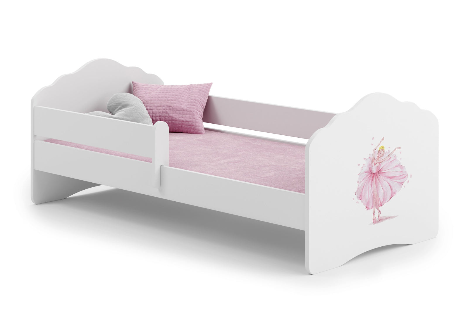 Wave single bed 160x80 with guard rail - Princess in a crown