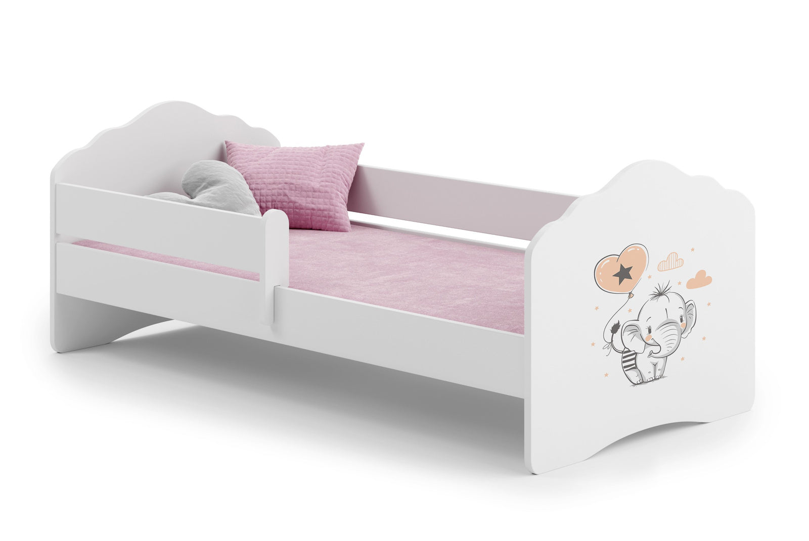 Wave single bed 160x80 with guard rail - Elephant