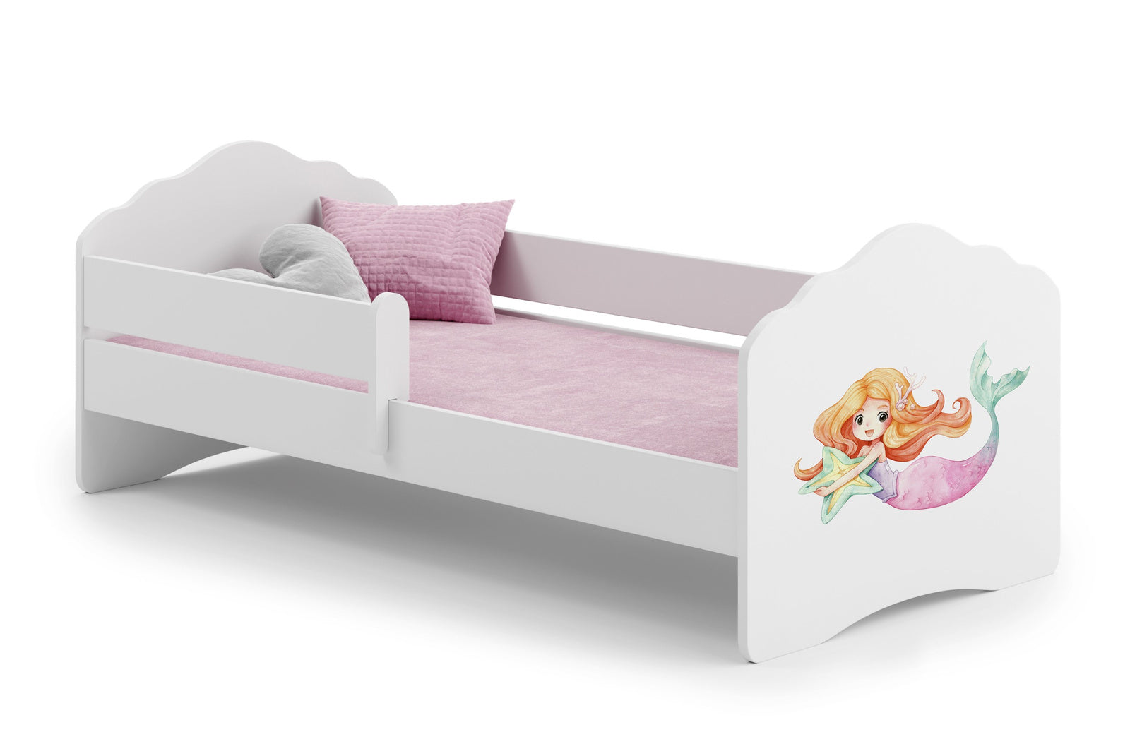 Wave single bed 160x80 with railing - Mermaid