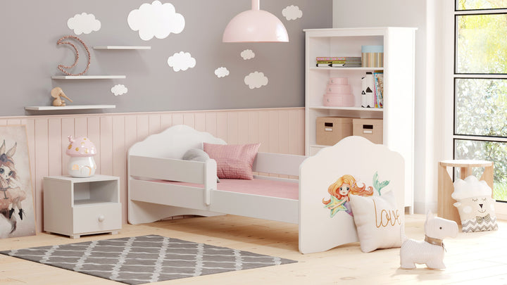 Wave single bed 160x80 with railing - Mermaid