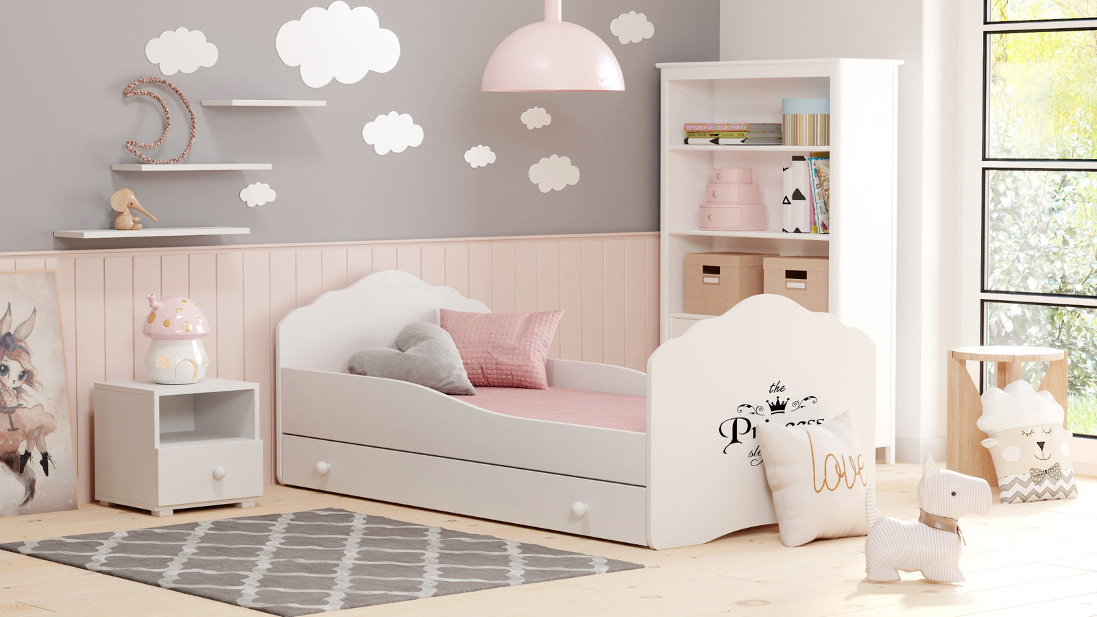 Wave children's bed 140x70 with drawer - Princess