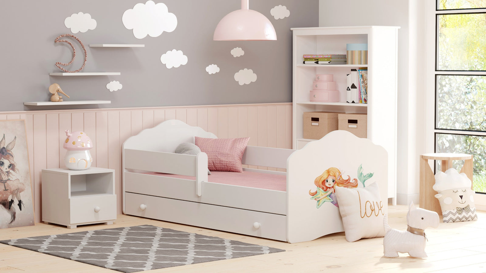 Wave children's bed 140x70 with drawer - Mermaid