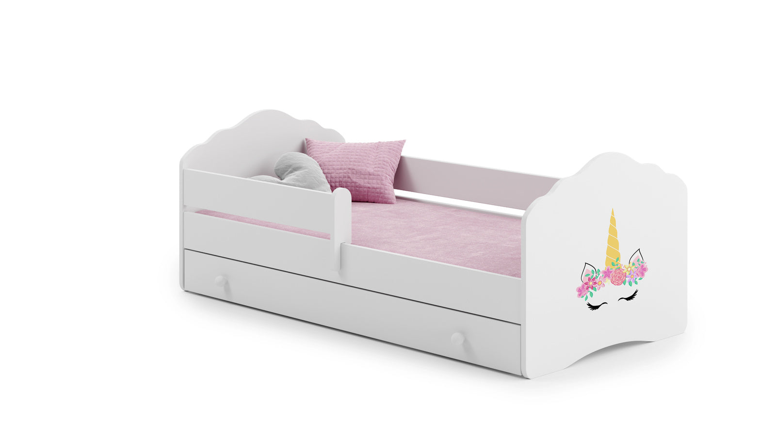 Wave children's bed 140x70 with drawer - Unicorn horn