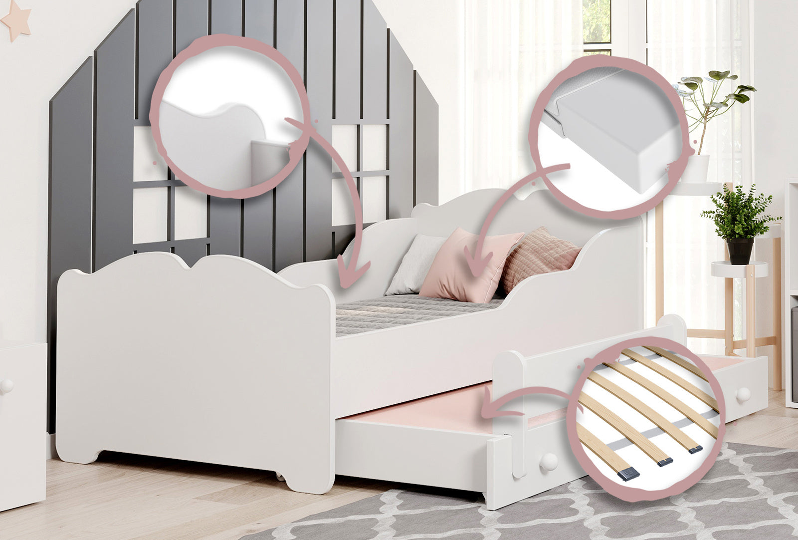 Anna single bed 140x70 with drawer