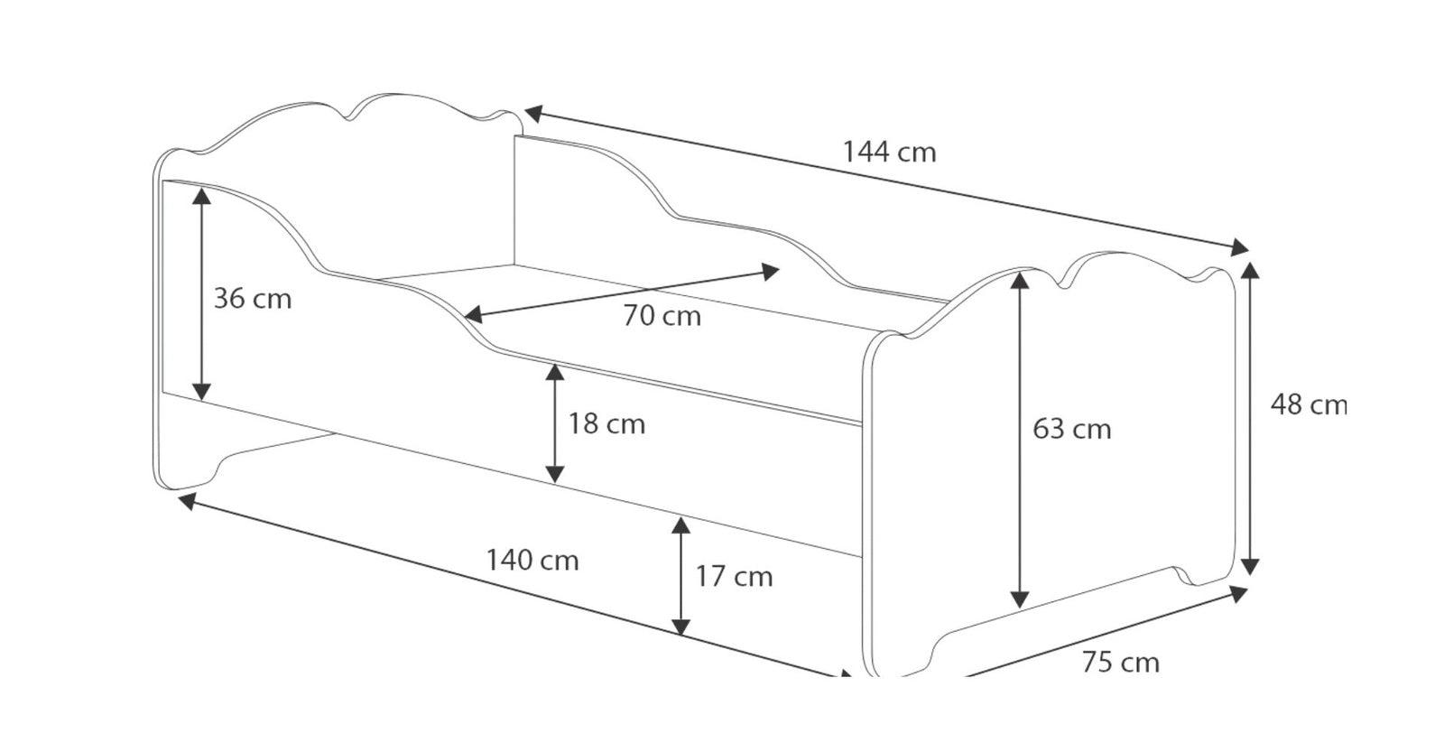 Anna children's bed 140x70 - Unicorn horn