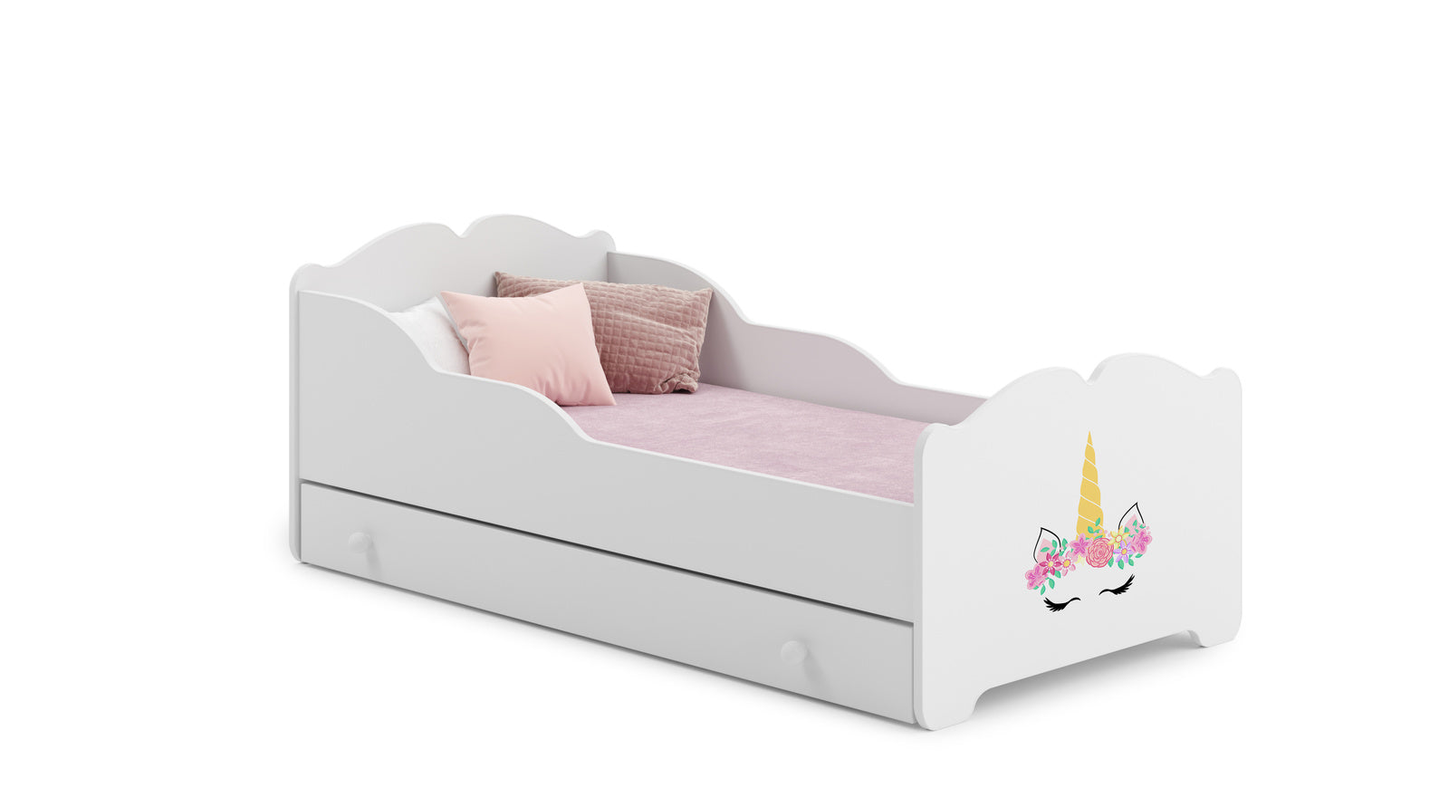Anna children's bed 140x70 with drawer - Unicorn horn