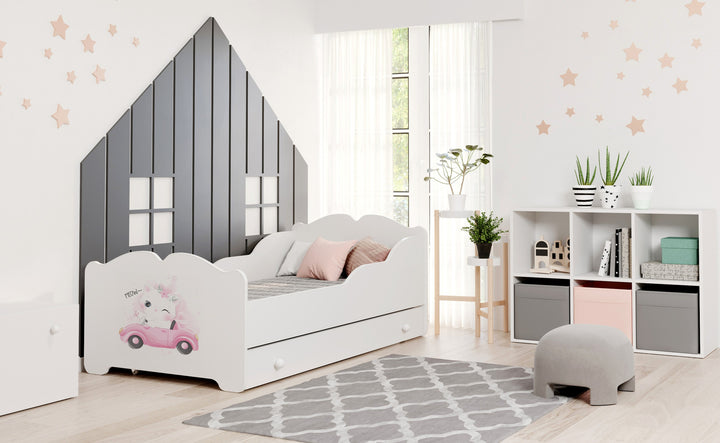 Łóżko dziecięce Anna 160x80 z szufladą - Kot