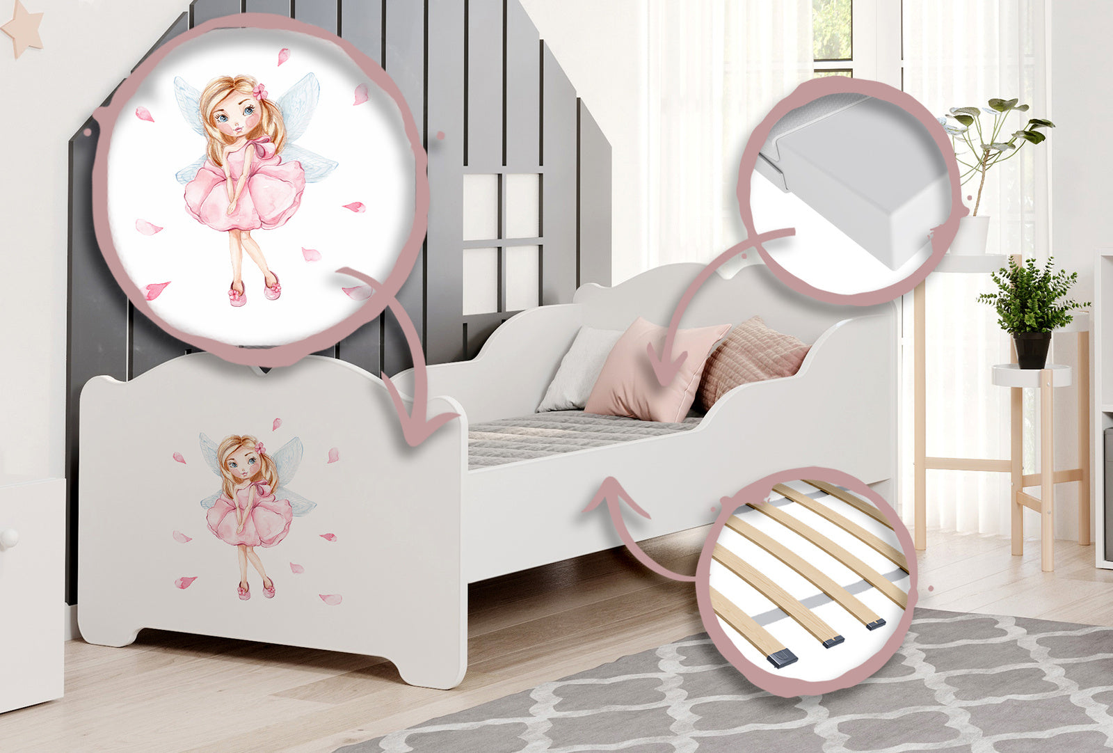 Double bed Anna 160x80 - Girl with wings