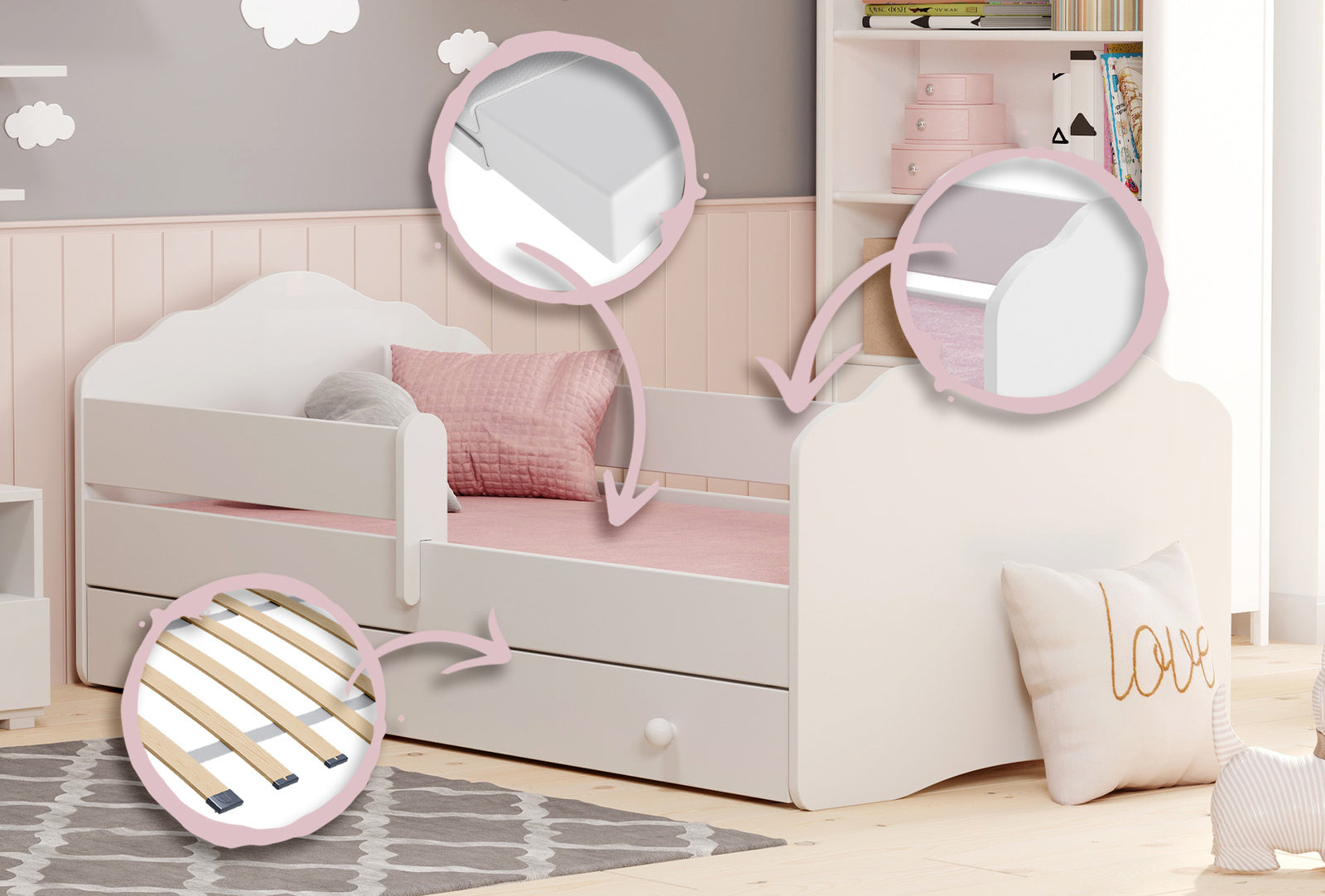 Single bed Fala 160x80 with drawer