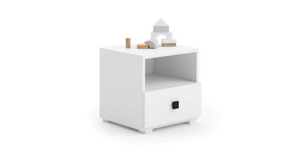 Emi bedside cabinet - handle black square