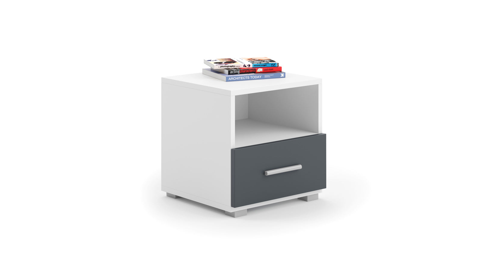 Bedside table Emi grey - handle aluminium