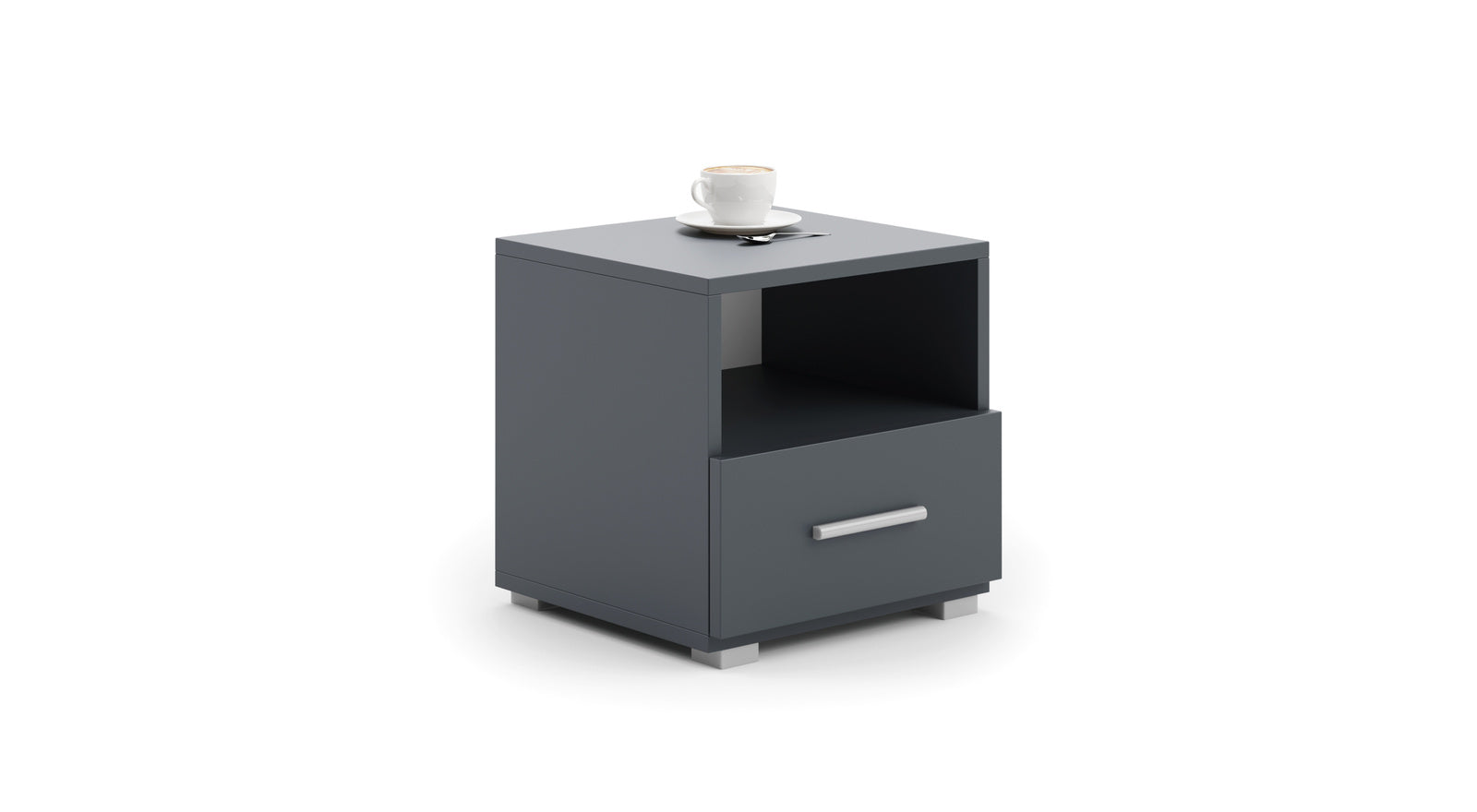 Bedside table Emi grey - handle aluminium