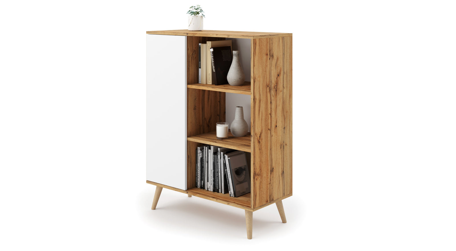 Bookcase Fondi - wooden legs