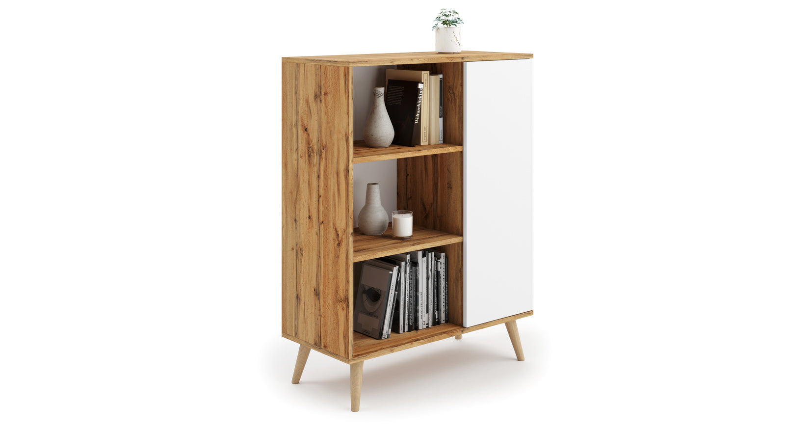 Bookcase Fondi - wooden legs
