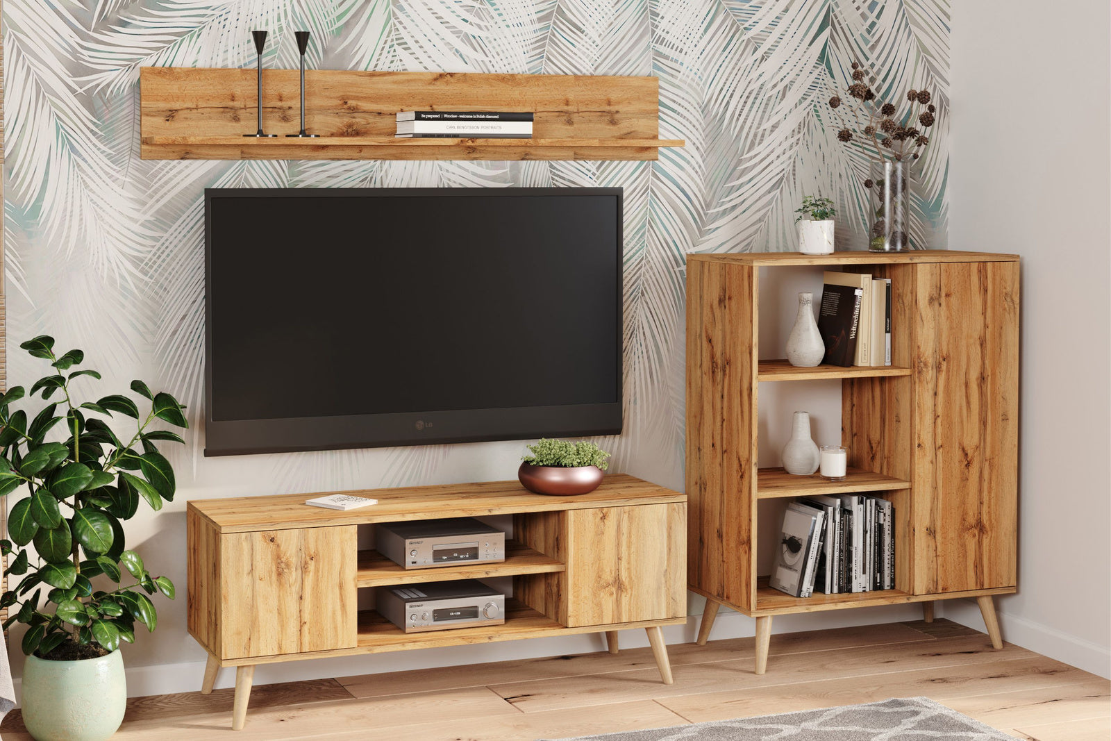 Fondi bookcase - Scandinavian style oak craft