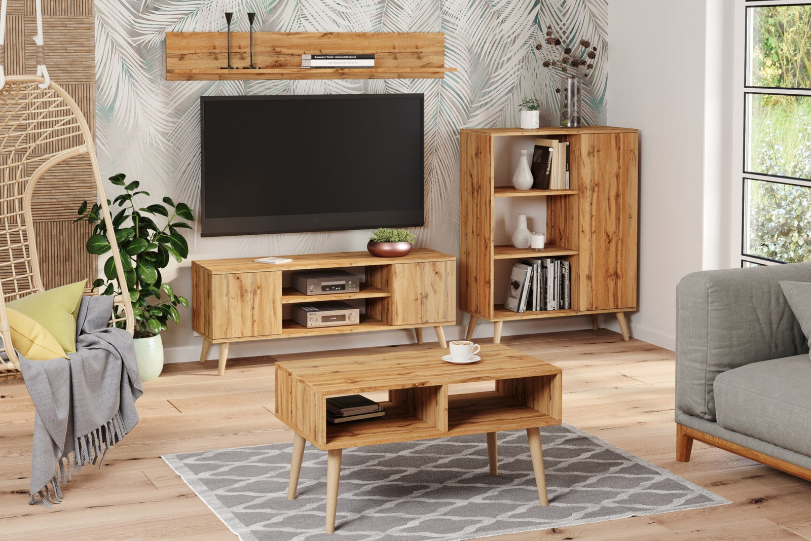 Fondi bookcase - Scandinavian style oak craft